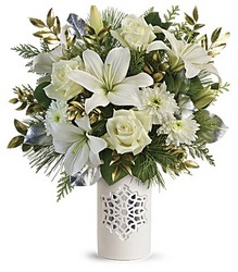 Teleflora's White Snowflake Bouquet from Gilmore's Flower Shop in East Providence, RI